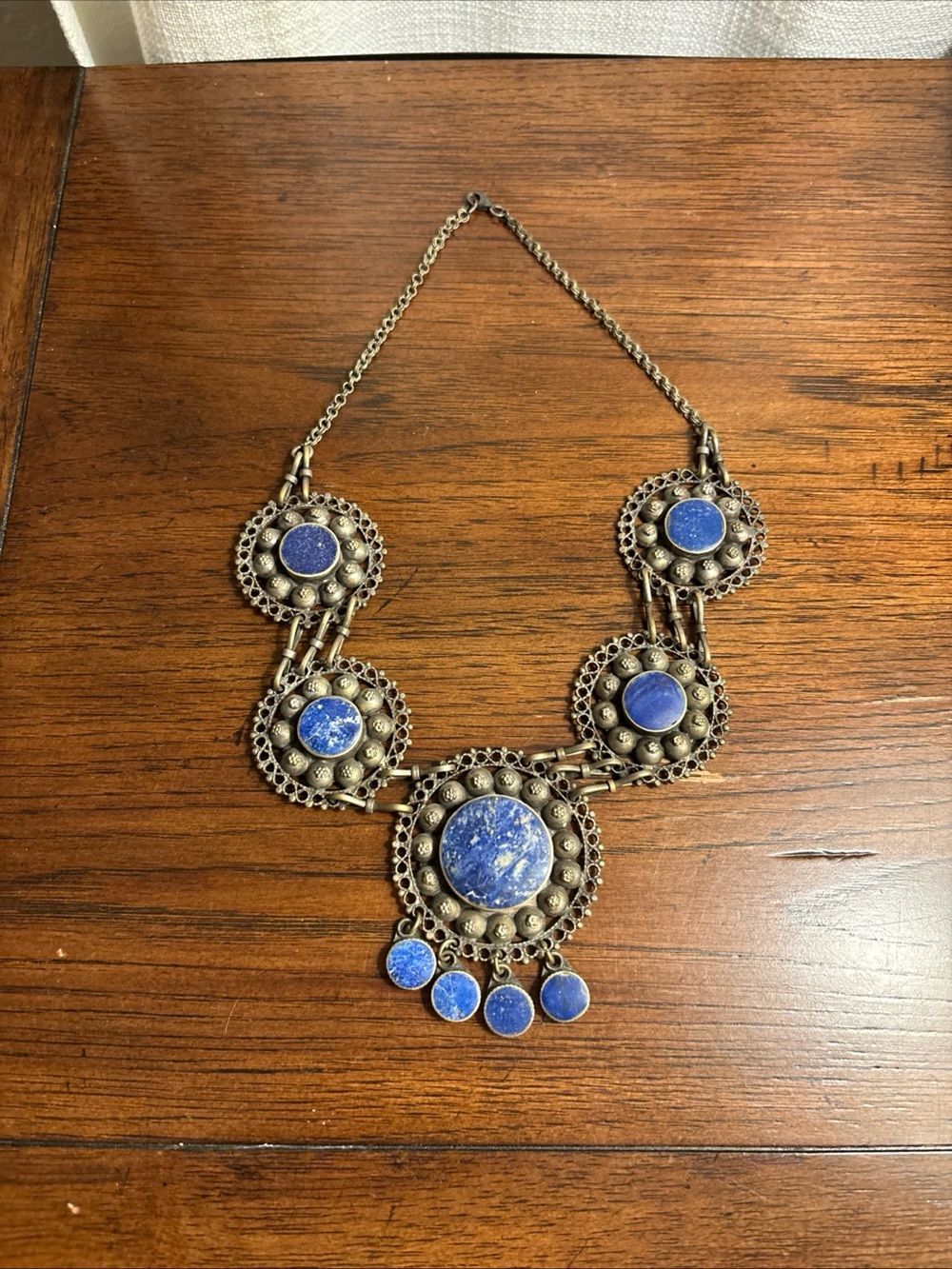 Turkmen tribal large lapis lazuli Wedding brides maids beaded necklace